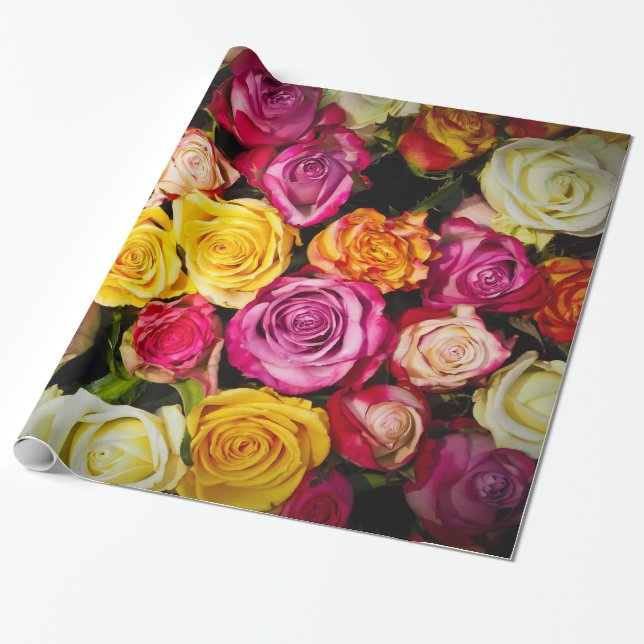 Papel De Regalo Rosas abstractos Jardín Elegante Floral (Desenrollado)
