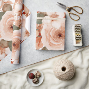 Papel De Regalo Rosas acuarela floral boda beige bonito lindo