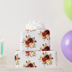 Papel De Regalo Rosas acuarela rojas y burgundy