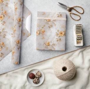 Papel De Regalo Rosas Amarillas Románticas