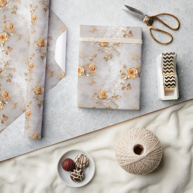 Papel De Regalo Rosas Amarillas Románticas (Artesanía)