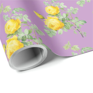 Papel De Regalo Rosas Amarillas Vintage Patrón Elegante