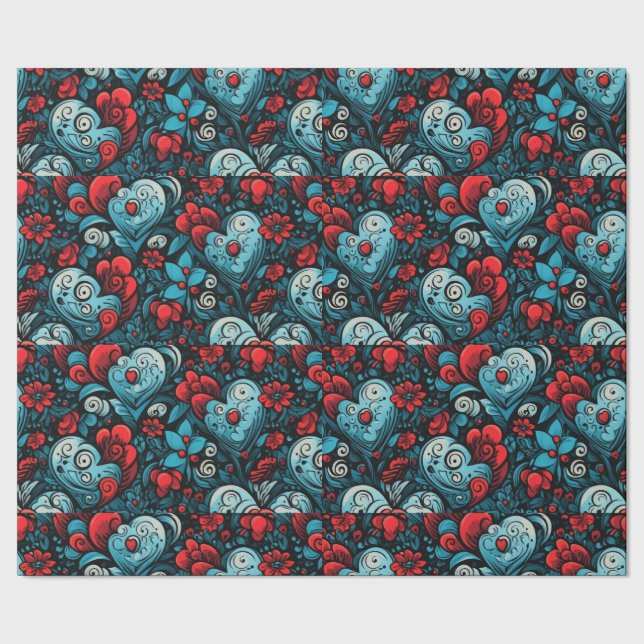 Papel De Regalo Rosas azules Tattoo Hearts Digital Theme (Costura)