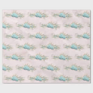 Papel De Regalo Rosas azules y estampado floral de la corona
