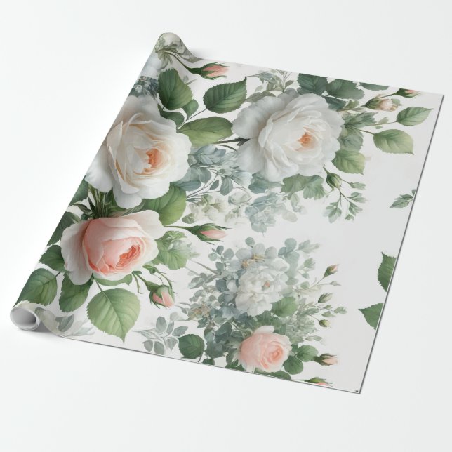 Papel De Regalo Rosas blancas (Desenrollado)