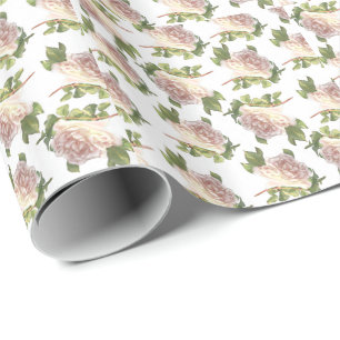 Papel De Regalo Rosas blancas marfil sonrosadas elegantes y hermos