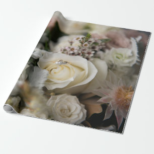 Papel De Regalo Rosas blancas y anillos de boda