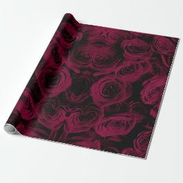 Papel De Regalo Rosas burdeos magenta rojo oscuro intenso