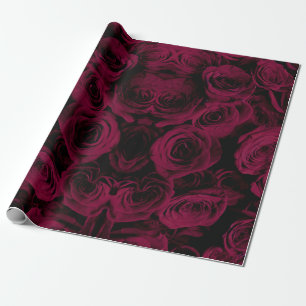 Papel De Regalo Rosas burdeos magenta rojo oscuro intenso