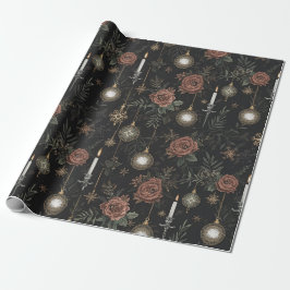 Papel de Regalo – Rosas Carmesí, Adornos Dorados 