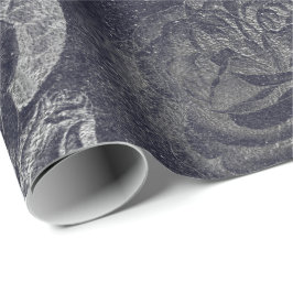 Papel De Regalo Rosas Cemento floral metálico Gris Muro negro