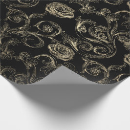 Papel De Regalo Rosas Champaign Gold Classic París negro
