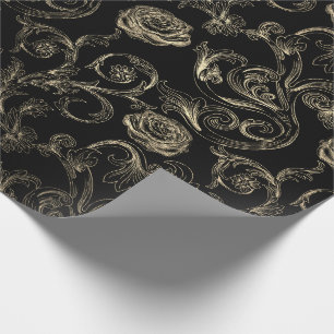 Papel De Regalo Rosas Champaign Gold Classic París negro