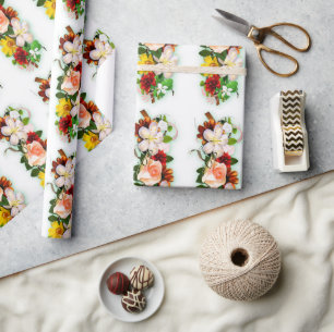 Papel De Regalo Rosas coloridos Flores Elegante Regalo Moderno