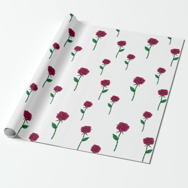 Papel De Regalo Rosas con diseño de El día de San Valentín románti (Desenrollado)