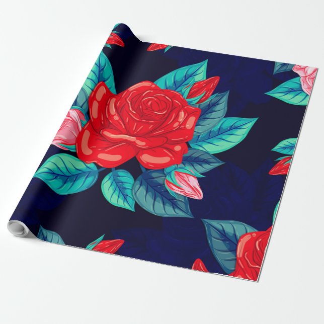 Papel De Regalo Rosas de acuarela 14 (Desenrollado)