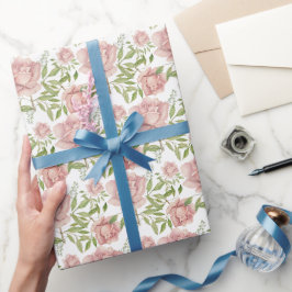 Papel De Regalo Rosas de acuarela rosadas sonrojadas