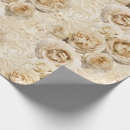 Papel De Regalo Rosas de Beige Heirloom con Damask