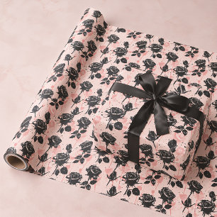 Papel De Regalo Rosas de cementerio góticas rosa y negro