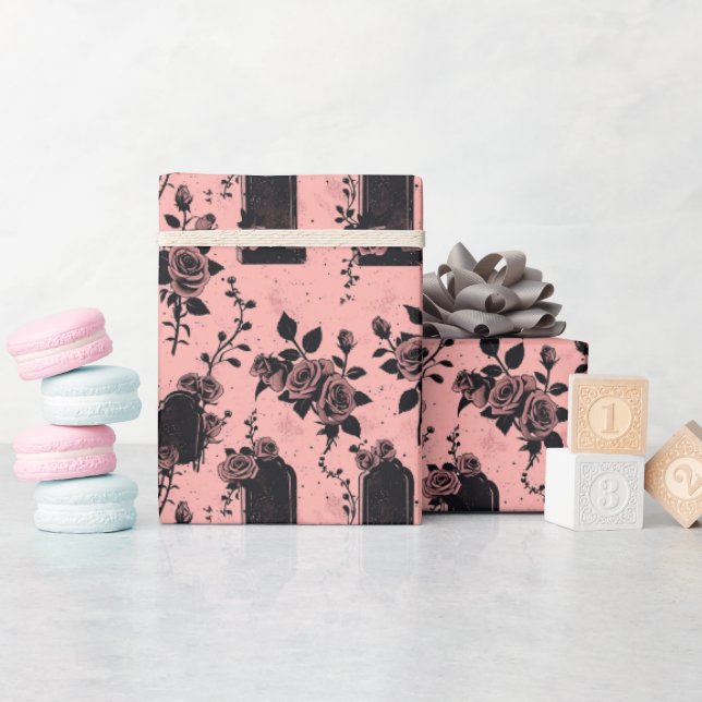 Papel De Regalo Rosas de cementerio rosa oculto gótico (Baby Shower)