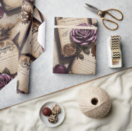 Papel De Regalo Rosas de ciruela Steampunk mecánico