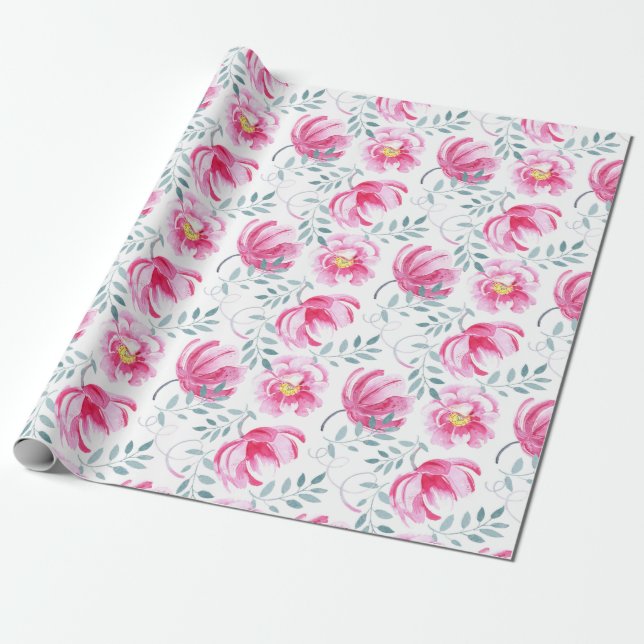 Papel De Regalo Rosas de inglés rosado bebé (Desenrollado)