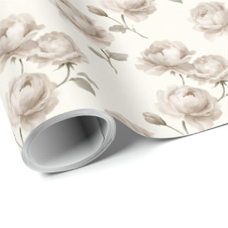 Papel De Regalo Rosas de jardín beige de champiñón elegante sobre