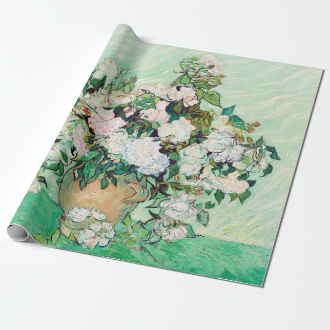 Papel De Regalo Rosas de la vida en una caja de Vincent van Gogh (Desenrollado)