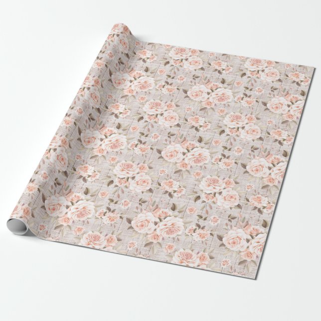 Papel De Regalo Rosas de madera y cosecha rusas Shabby Chic románt (Desenrollado)
