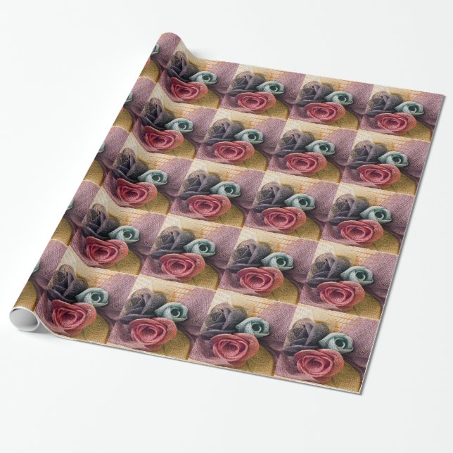 Papel De Regalo Rosas de Rafia (Desenrollado)