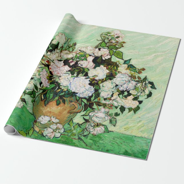 Papel De Regalo Rosas de Vincent Van Gogh (1890) (Desenrollado)