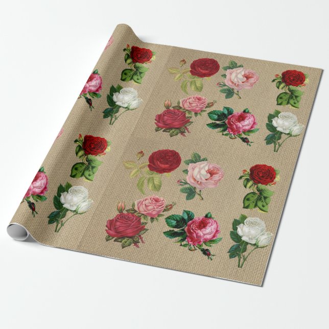Papel De Regalo Rosas del vintage (Desenrollado)