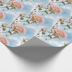 Papel De Regalo Rosas delicadas de colores pastel en un cielo degr