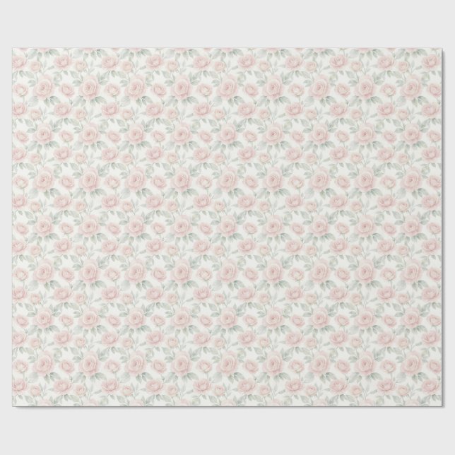Papel De Regalo Rosas en acuarela elegantes (Superficie plana)