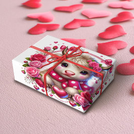 Papel De Regalo Rosas exuberantes Highland Cow Valentines