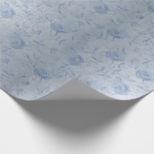 Papel De Regalo Rosas Floral Azul Moda de verano plateado