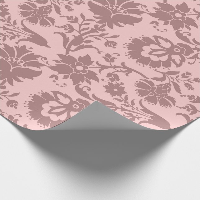 Papel De Regalo Rosas Floral Rubor Pink Pastel Mauve Lilac Royal (Esquina)