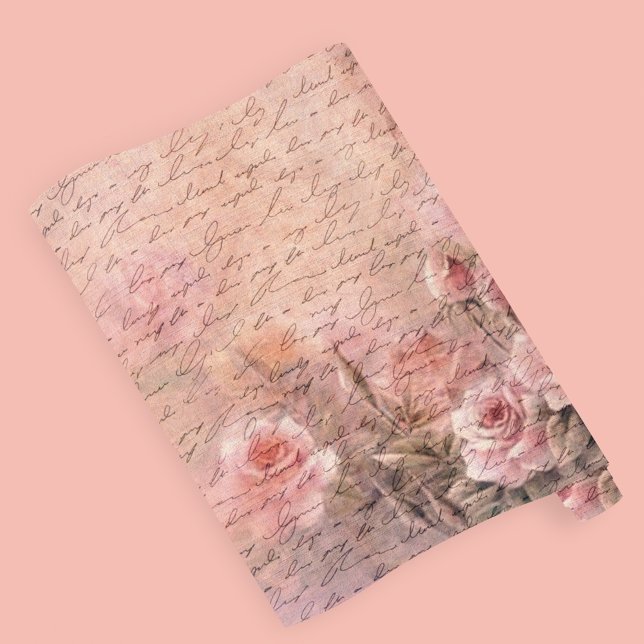 Papel De Regalo Rosas florales Escritura a mano antigua (Subido por el creador)