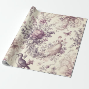 Papel De Regalo Rosas Francesas Románticas Decoupage de Pájaros