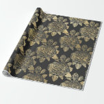 Papel De Regalo Rosas Gris y Faux Gold Vintage<br><div class="desc">Papel de envolvimiento con temática rosa de parís gris y dorado.</div>