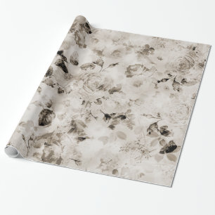 Papel De Regalo Rosas grises blancos elegantes lamentables del