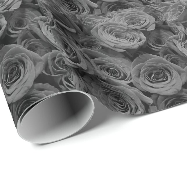 Papel De Regalo Rosas grises, foto floral gris (Esquina del rollo)