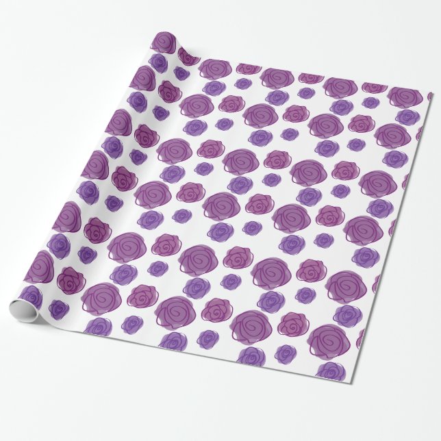 Papel De Regalo Rosas Moradas para Envolver (Desenrollado)
