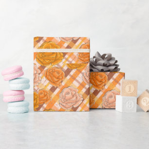 Papel De Regalo Rosas Naranjas y Rosadas