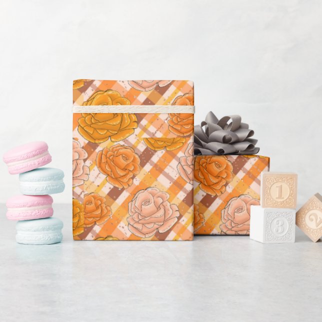 Papel De Regalo Rosas Naranjas y Rosadas (Baby Shower)