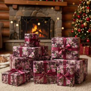 Papel De Regalo Rosas negras y rosas