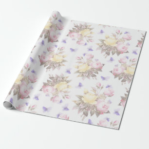 Papel De Regalo Rosas nostálgicos de la antigua Redouté ramos en b