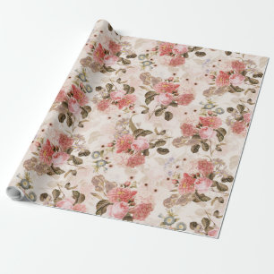 Papel De Regalo Rosas nostálgicos de la Redouté antiguo patrón de
