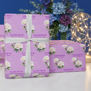 Papel De Regalo Rosas Ombre Acuarela Azul Púrpura Boda de Primaver