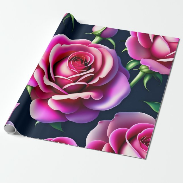 Papel De Regalo Rosas Pap de ajuste de Día de San Valentín de patr (Desenrollado)